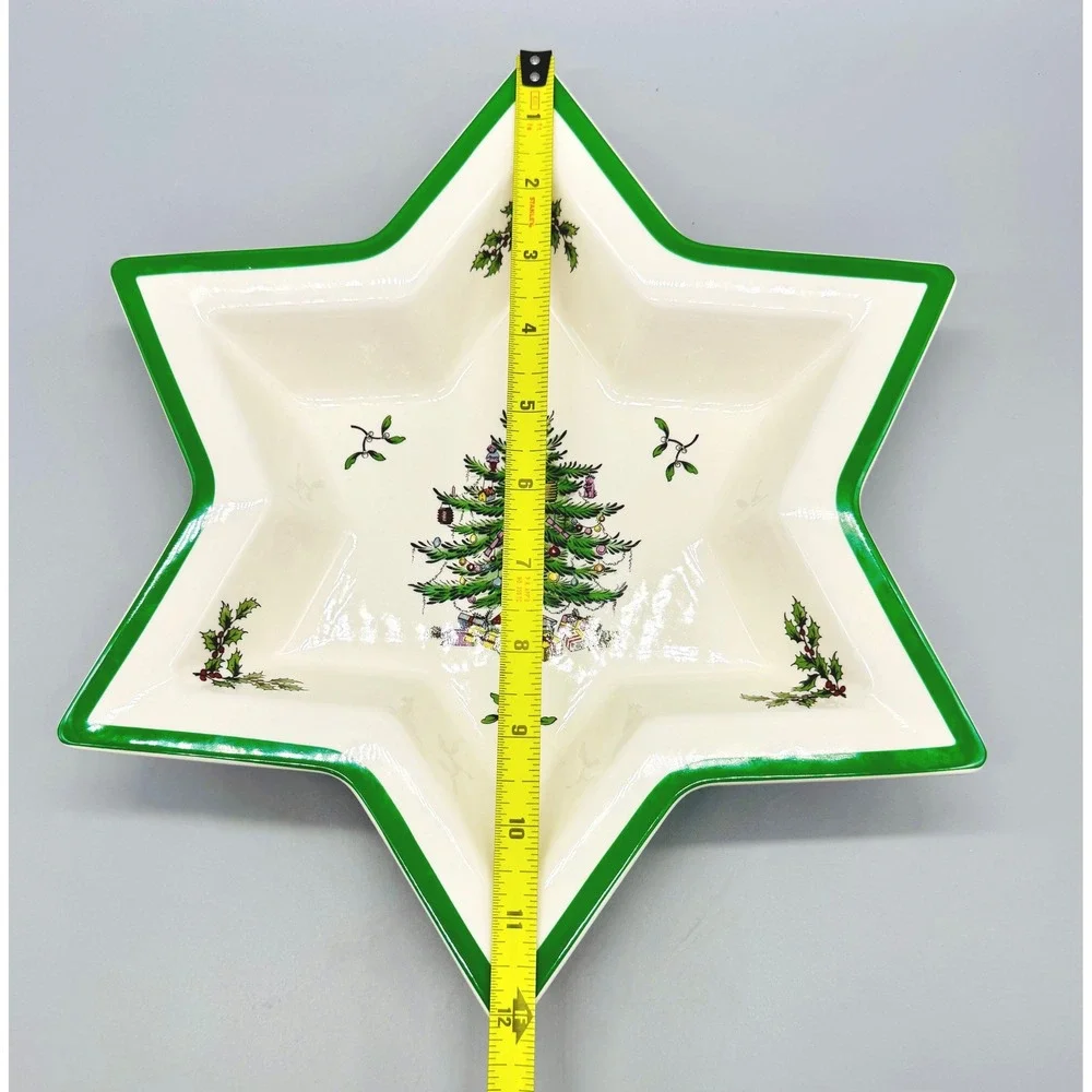 Spode Christmas Tree Star Serving Dish Holiday England S3324 A0 12 inch